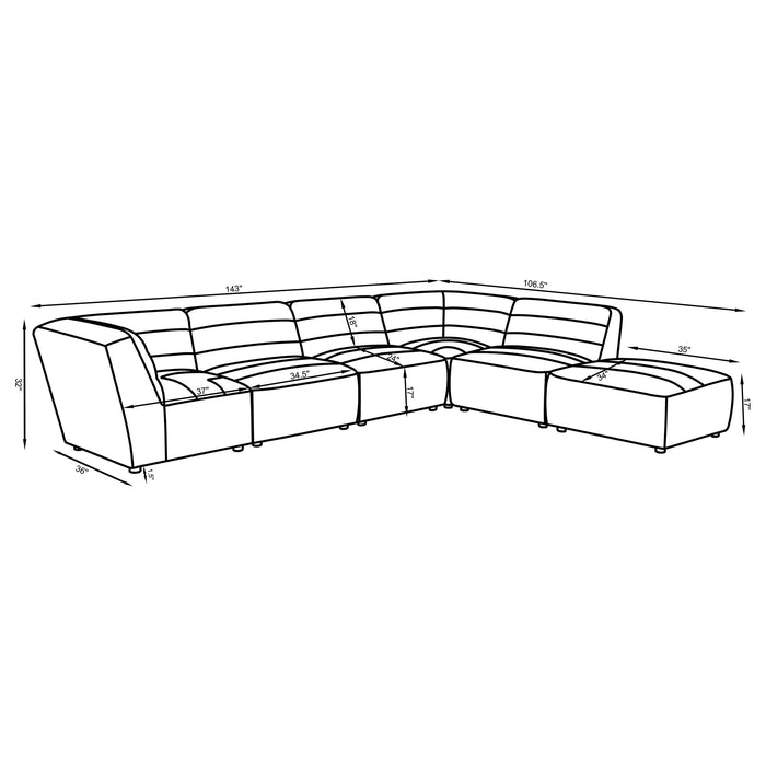 Sunny 6-piece Upholstered Modular Sectional Sofa Natural