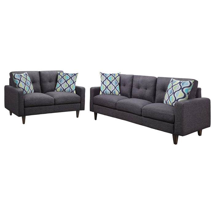 Watsonville 2-piece Upholstered Track Arm Sofa Set Grey