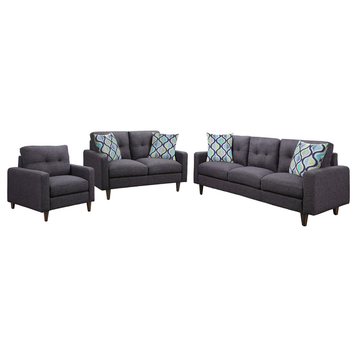 Watsonville 3-piece Upholstered Track Arm Sofa Set Grey