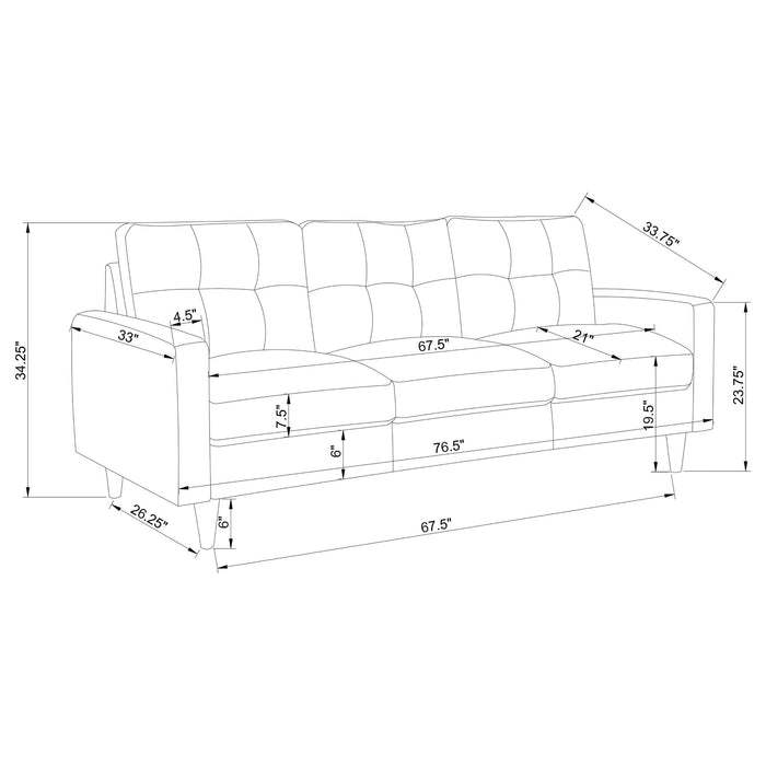 Watsonville Upholstered Track Arm Tufted Sofa Grey