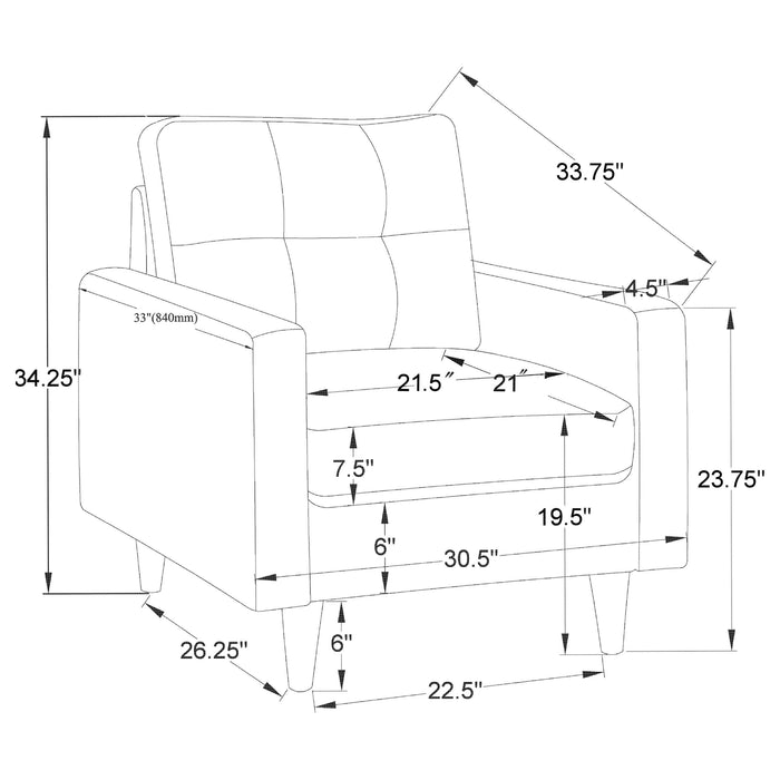 Watsonville Upholstered Track Arm Tufted Accent Chair Grey