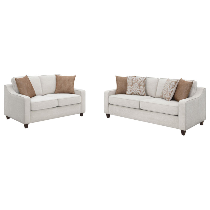 Christine 2-piece Upholstered Sloped Arm Sofa Set Beige