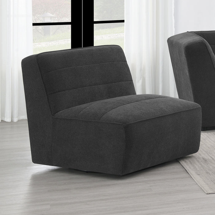 Sunny Upholstered Armless Chair Dark Charcoal_x000D_