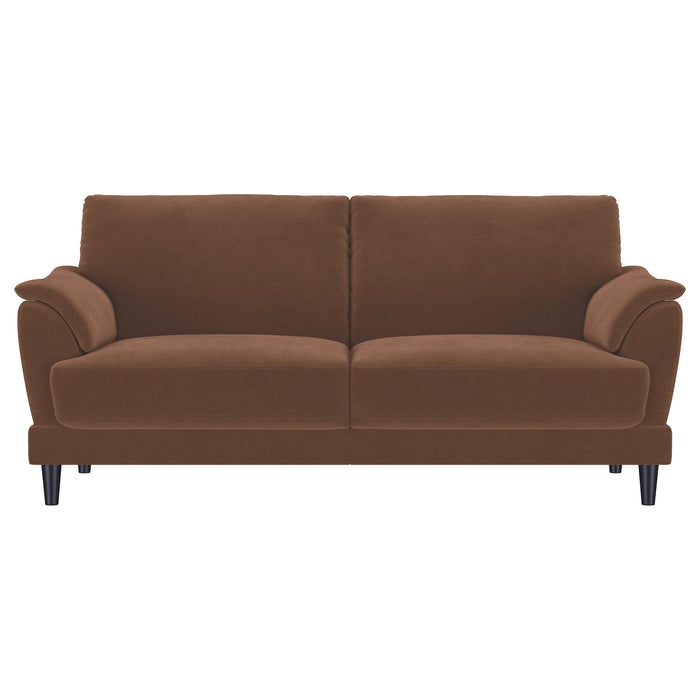 Selma 2-piece Velvet Upholstered Crescent Arm Sofa Set Rust