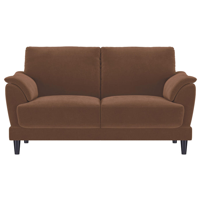 Selma 2-piece Velvet Upholstered Crescent Arm Sofa Set Rust