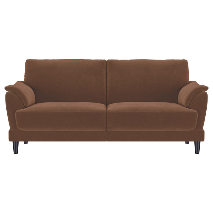 Selma Velvet Upholstered Crescent Arm Sofa Rust