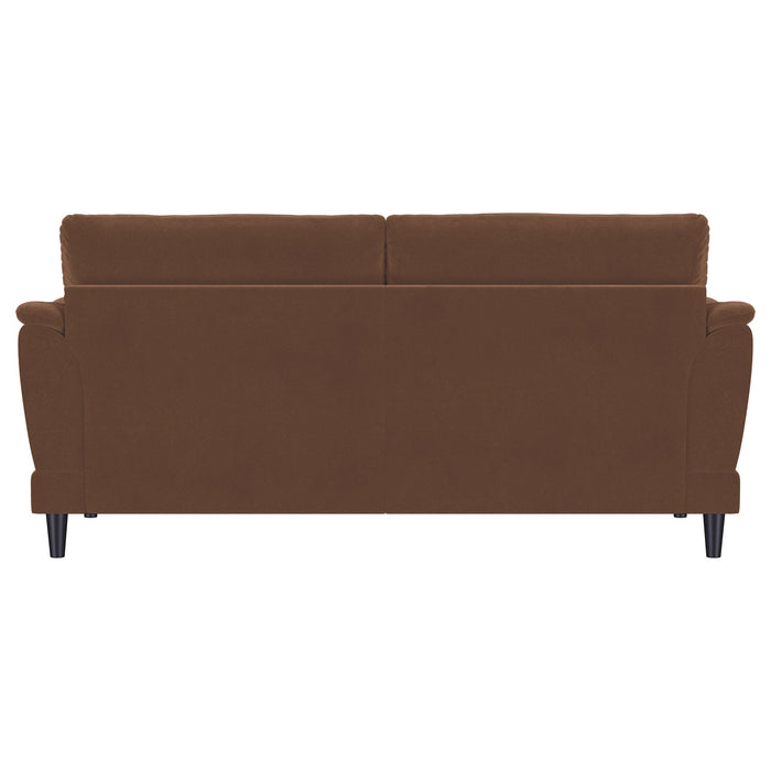 Selma Velvet Upholstered Crescent Arm Sofa Rust