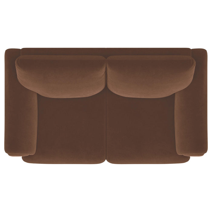 Selma Velvet Upholstered Crescent Arm Loveseat Rust