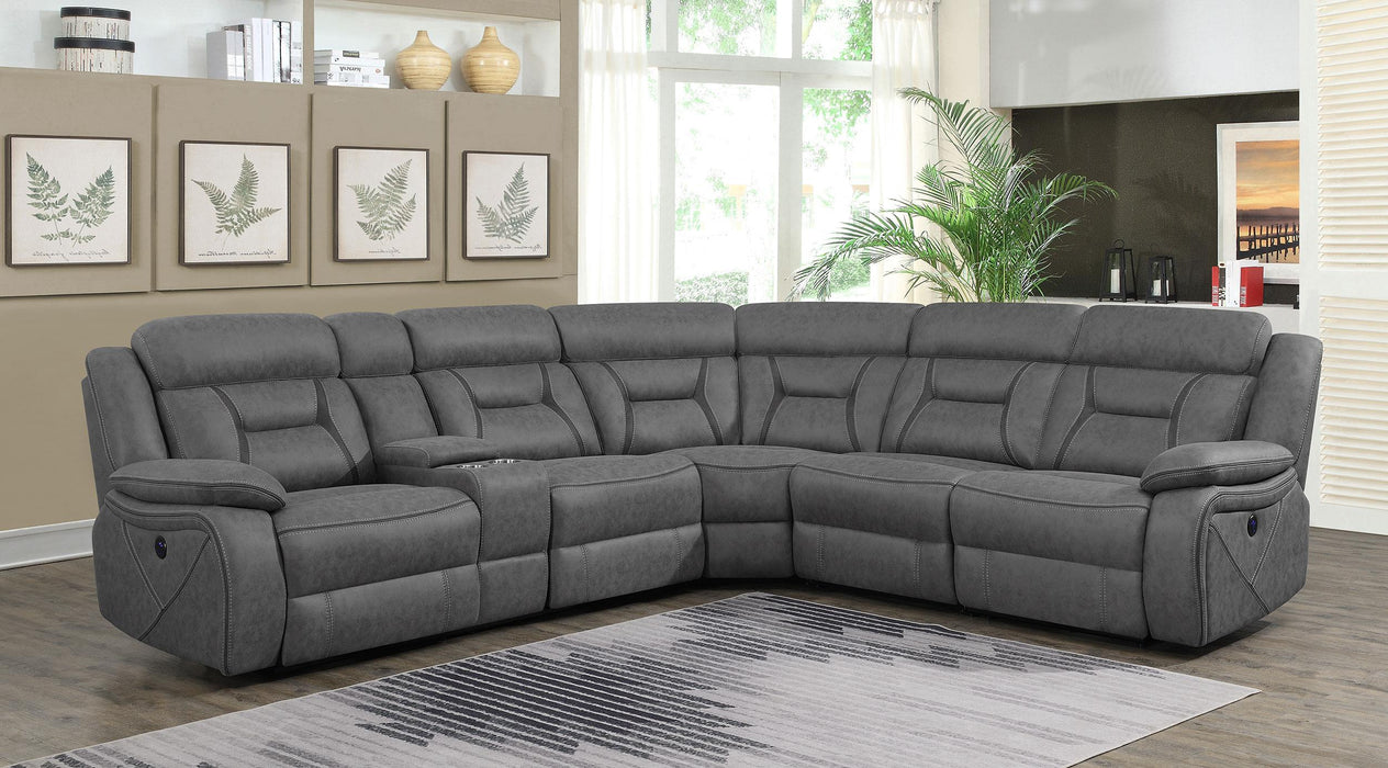 Higgins Upholstered LAF Power Loveseat Grey