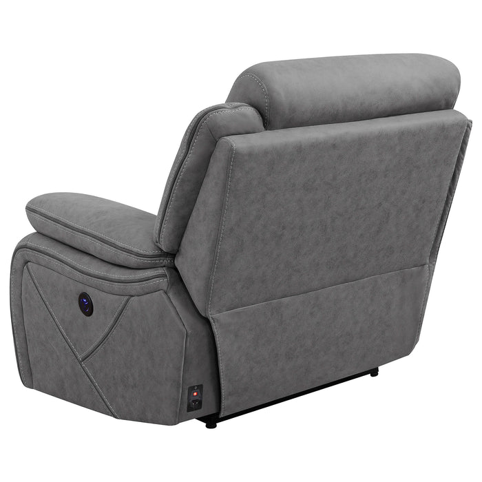 Higgins Upholstered RAF Power Recliner Grey