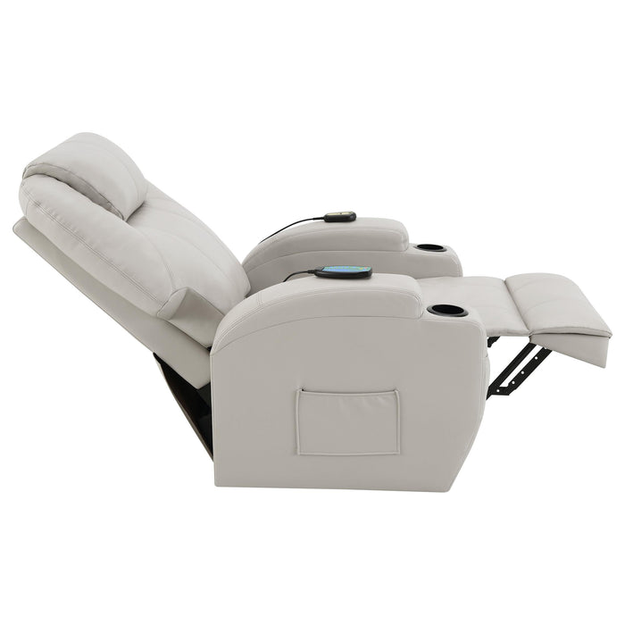 Sanger Upholstered Power Lift Massage Recliner Champagne