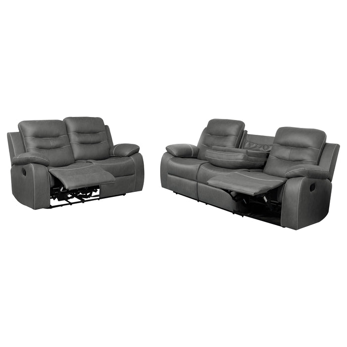 Nova 2-piece Upholstered Padded Arm Sofa Set Dark Grey