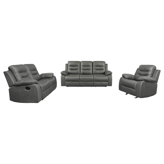 Nova 3-piece Upholstered Padded Arm Sofa Set Dark Grey
