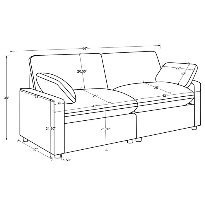Collins Modular Power Loveseat Grey