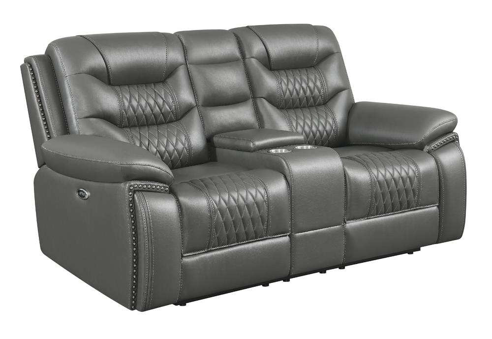 Flamenco Upholstered Power Reclining Loveseat Charcoal