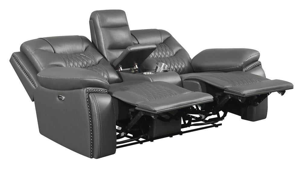 Flamenco Upholstered Power Reclining Loveseat Charcoal
