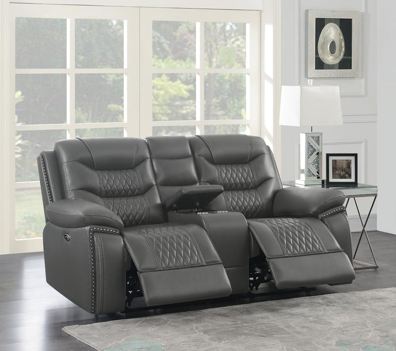 Flamenco Upholstered Power Reclining Loveseat Charcoal