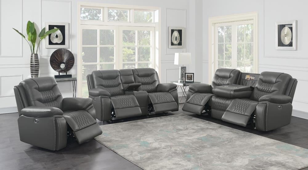 Flamenco Upholstered Power Reclining Loveseat Charcoal