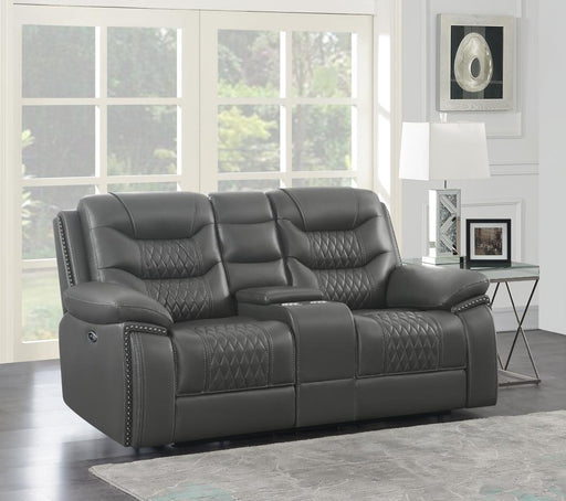 Flamenco Upholstered Power Reclining Loveseat Charcoal