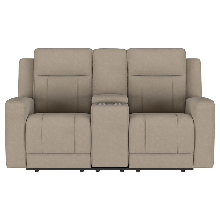 Brentwood Upholstered Motion Reclining Loveseat Taupe