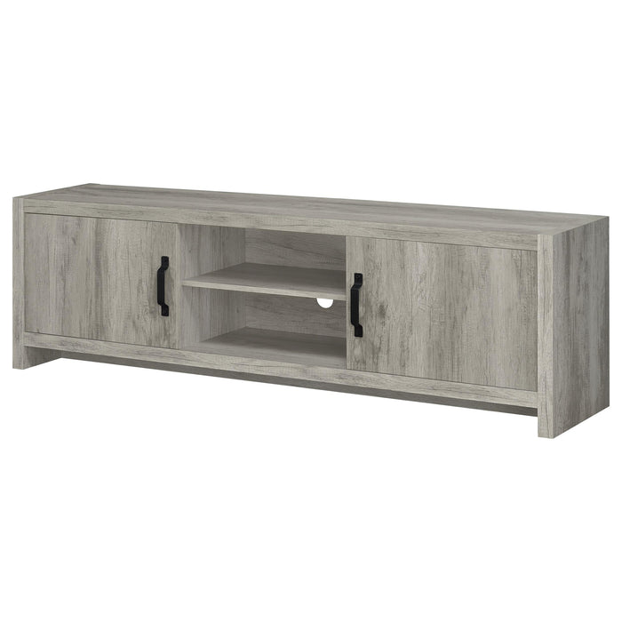 Burke 2-door Engineered Wood 71-inch TV Stand Grey Driftwood