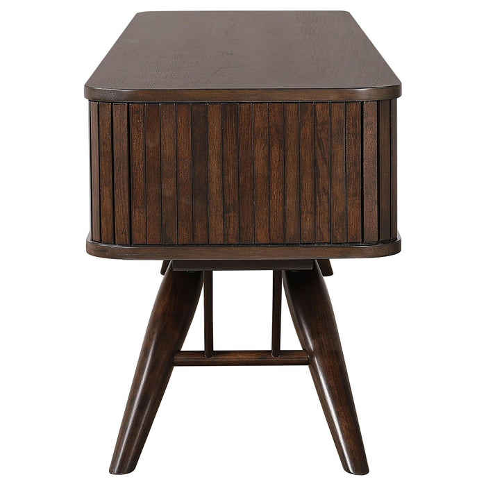 Valna Wood 71-inch TV Stand with Sliding Doors Walnut