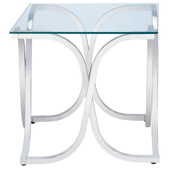 Tess Square Glass Top Metal Side End Table Nickel