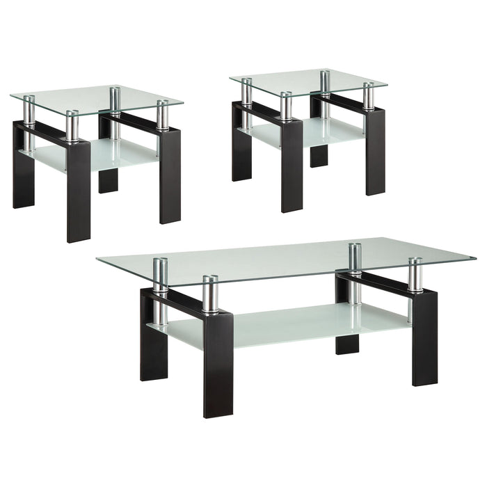 Dyer 3-piece Rectangular Coffee and End Table Set Black