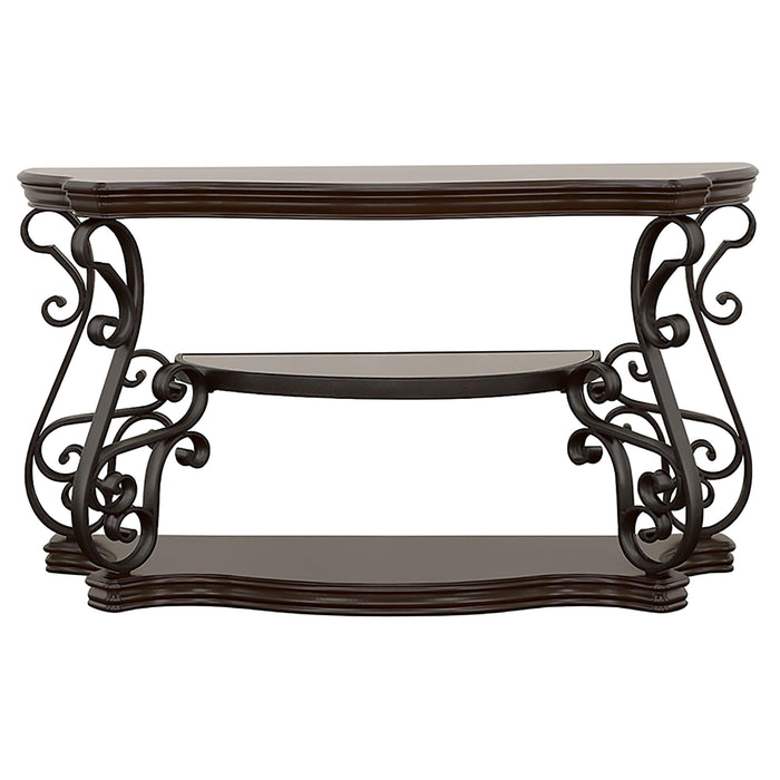 Laney Scrollwork Entryway Sofa Console Table Deep Merlot