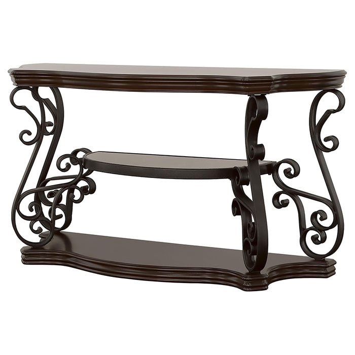 Laney Scrollwork Entryway Sofa Console Table Deep Merlot