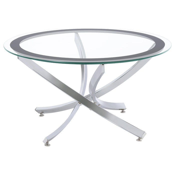 Brooke Round Glass Top Coffee Table Metal Base Chrome