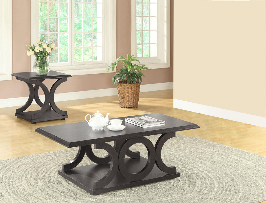 Shelly 2-piece Coffee and End Table Set Cappuccino