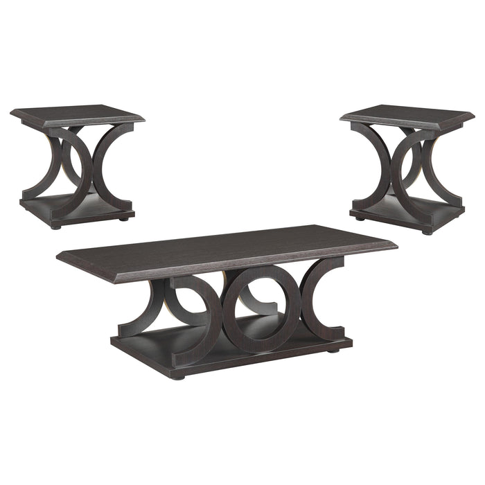 Shelly 3-piece Coffee and End Table Set Cappuccino