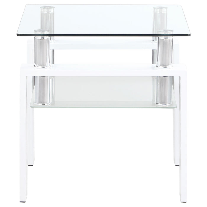 Dyer 1-shelf Square Glass Top Side End Table White
