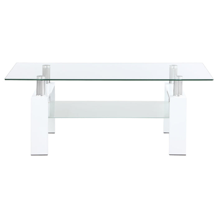 Dyer 1-shelf Rectangular Glass Top Coffee Table White