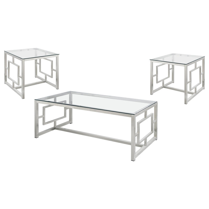 Merced 3-piece Rectangular Coffee and End Table Set Nickel