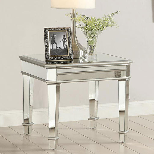 Eisley Square Mirrored Accent Side Table Silver
