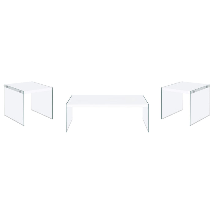 Opal 3-piece Coffee and End Table Set White High Gloss