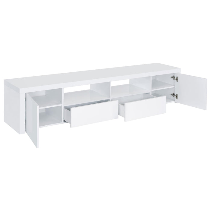 Jude 2-door Engineered Wood 79-inch TV Stand High Gloss White