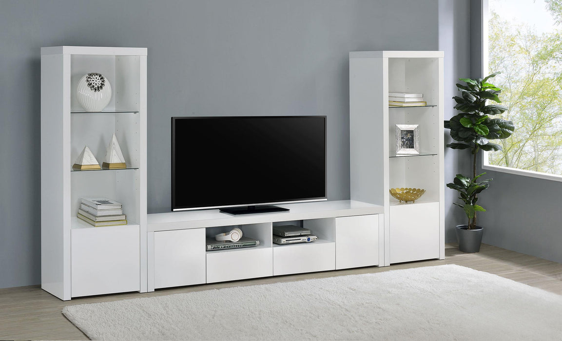 Jude 2-door Engineered Wood 79-inch TV Stand High Gloss White