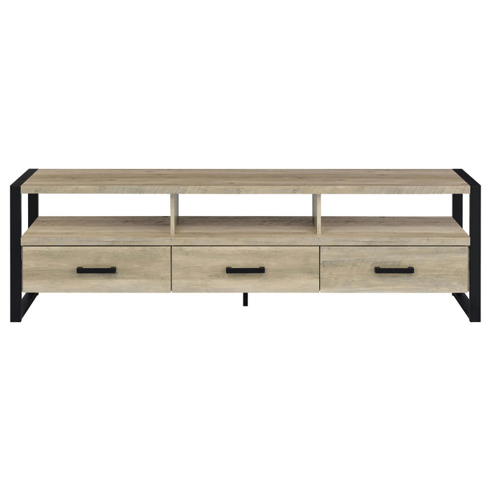 James 3-drawer Engineered Wood 71-inch TV Stand Distressed Pine