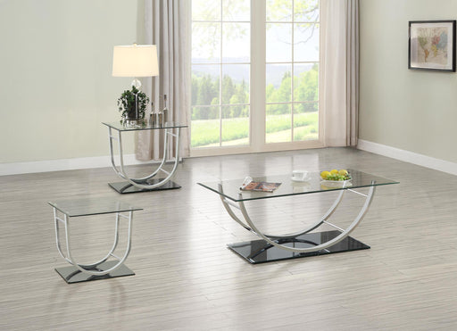 Danville 3-piece Glass Top Coffee and End Table Set Chrome