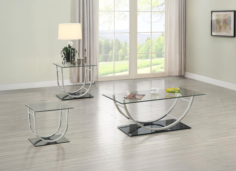 Danville 3-piece Glass Top Coffee and End Table Set Chrome