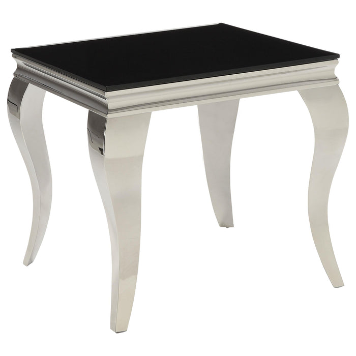 Carone 2-piece Glass Top Coffee and End Table Set Black