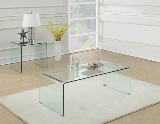 Ripley 2-piece Bent Glass Coffee and End Table Set Clear