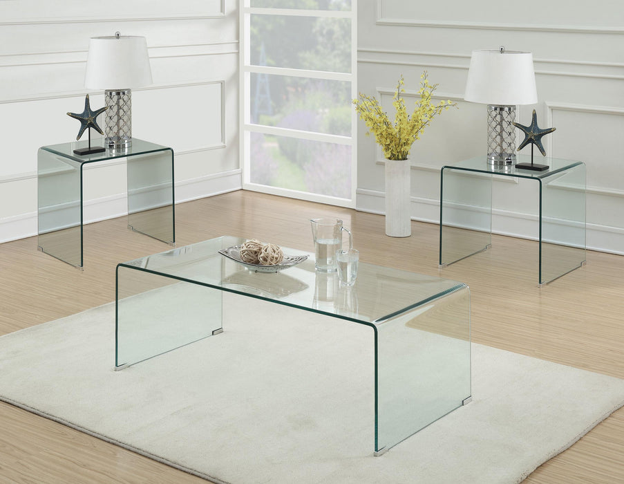 Ripley 3-piece Bent Glass Coffee and End Table Set Clear