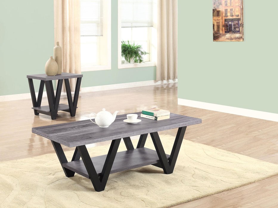 Stevens 2-piece Rectangular Coffee and End Table Set Grey