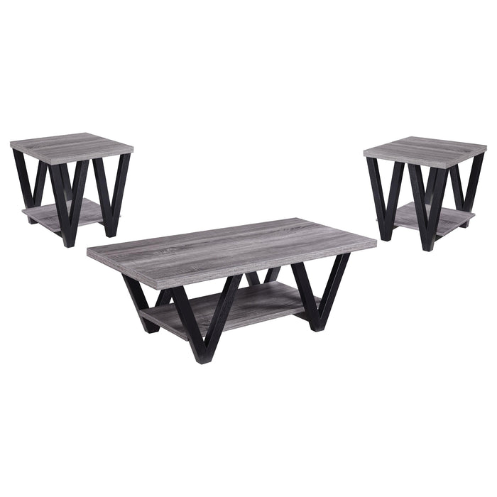 Stevens 3-piece Rectangular Coffee and End Table Set Grey