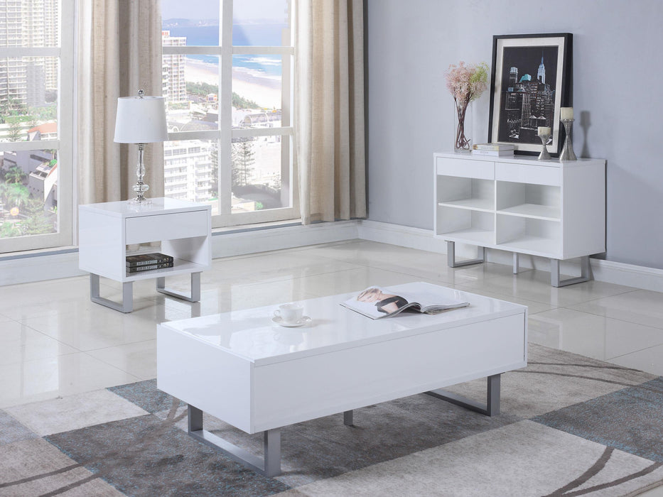 Atchison 1-drawer Rectangular End Table White High Gloss