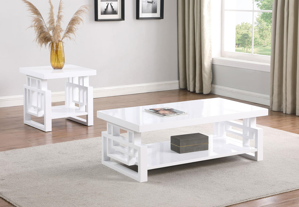 Schmitt 2-piece Coffee and End Table Set White High Gloss